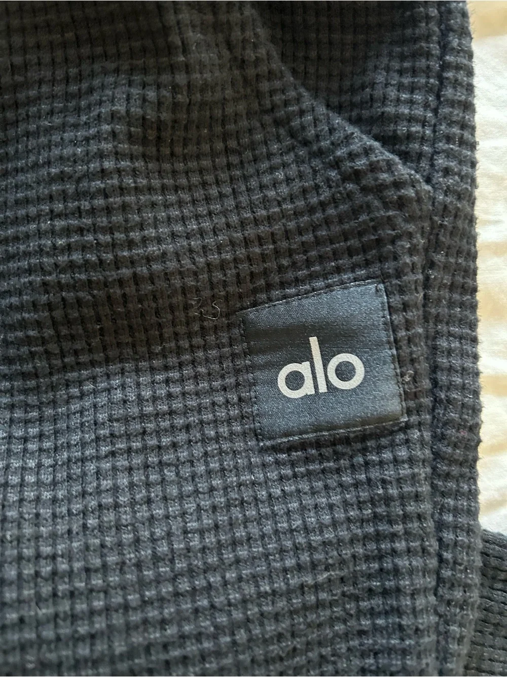 ALO Yoga Black Waffle Knit Set Joggers and sweater